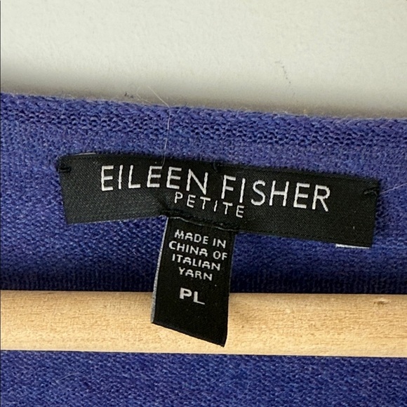 Eileen Fisher Deep Blue Knit Scoop Neck Top Size Petite Large - Picture 2 of 6
